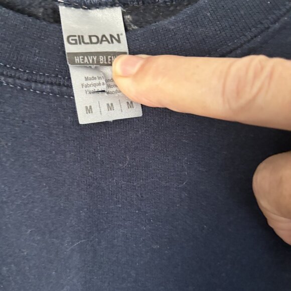 Gildan cotton blend Navy Sweatshirt with white print - Picture 4 of 6